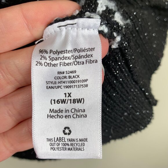 Holiday Time Women’s Polar Bear Fair Isle Sweater Blue Black - Size 1X - Picture 5 of 6